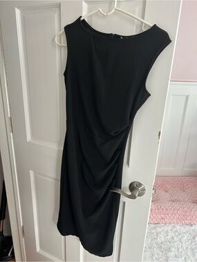 Miusol Black Draped Sleeveless Sheath Dress